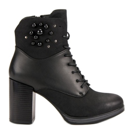 Vinceza Čizme na vezicu na postu crna