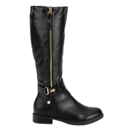 Super Me Crne čizme s patentnim zatvaračem crna