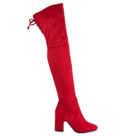 Super Me Crvene čizme do butina na postu crvena