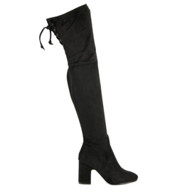 Super Me Crne čizme do butina na postu crna