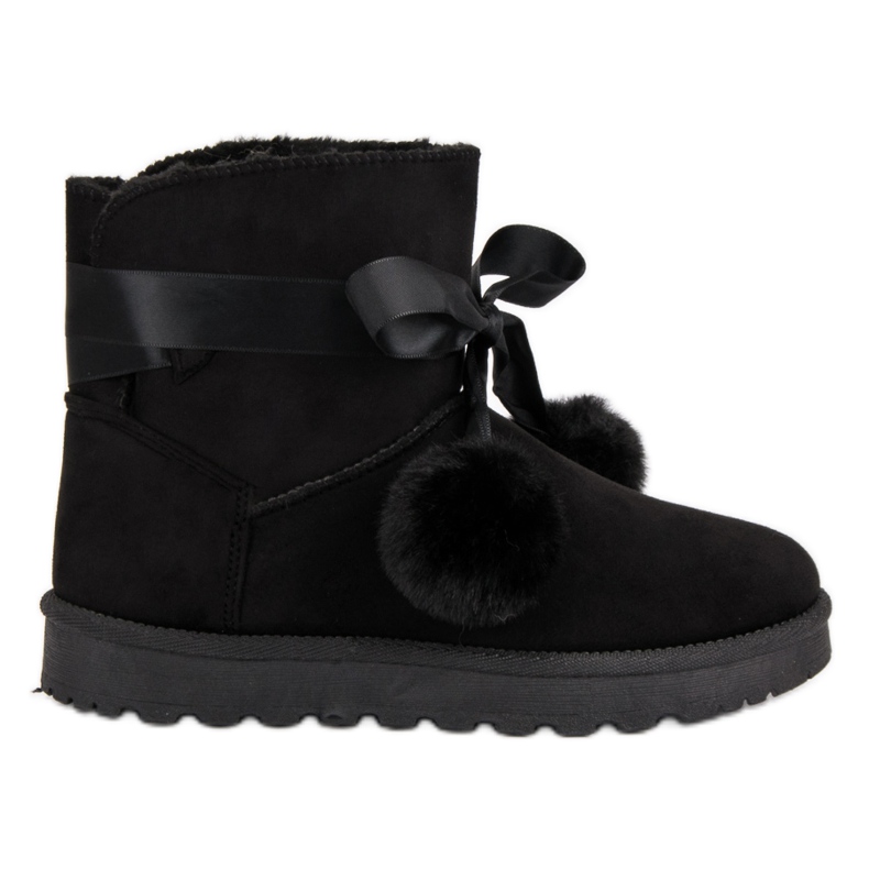 Crni mukluki s pomponima crno