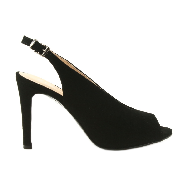 Edeo Sandale od antilopa na visoku petu crno