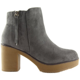 Sive čizme na stabilnoj peti siva YL96009 Siva