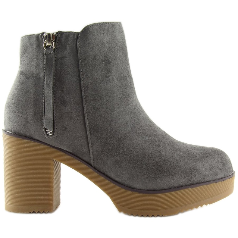 Sive čizme na stabilnoj peti siva YL96009 Siva