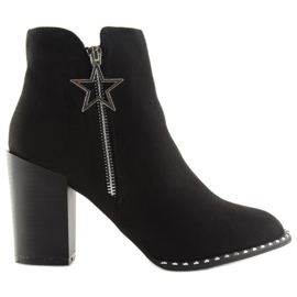 Čizme na stabilnoj peti crne 8576-2 Crne crna