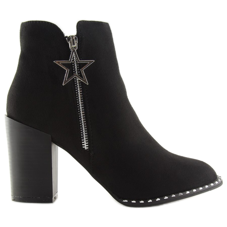 Čizme na stabilnoj peti crne 8576-2 Crne crno