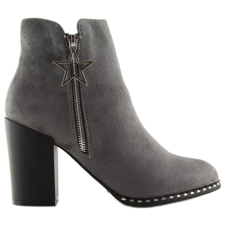 Čizme na stabilnoj peti siva 8576-2 Siva