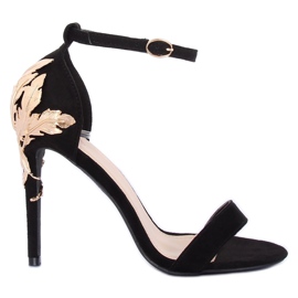 Crne sandale na visoku petu crne 708-18 crne crna