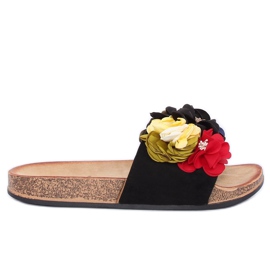 Crne ženske crne papuče P-848 Crne crna višebojan