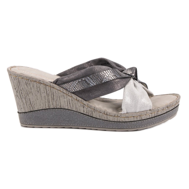 VINCEZA sandale na klin siva