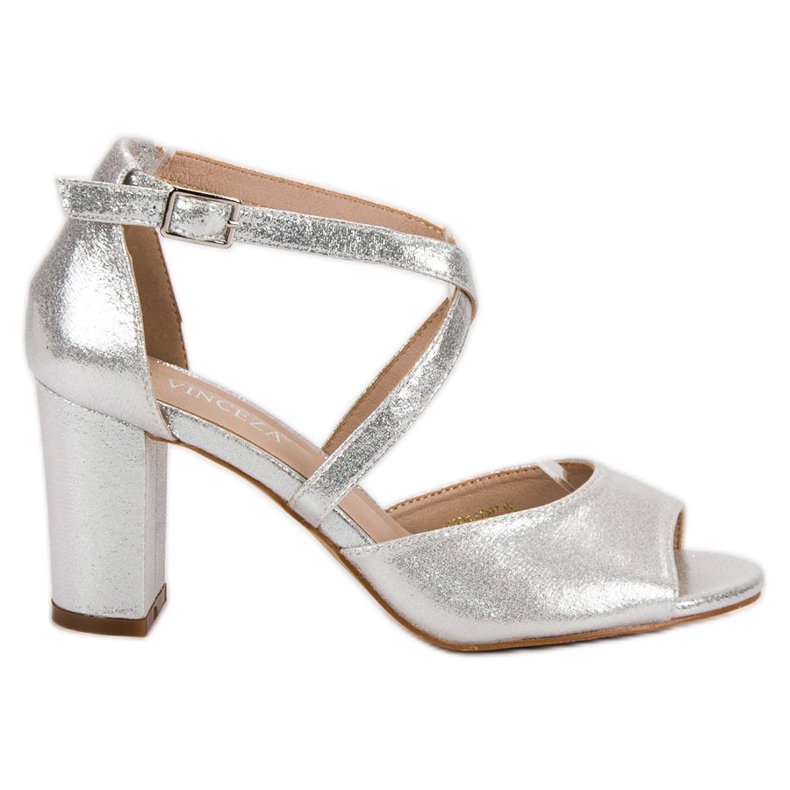 Srebrne sandale na šanku VINCEZA siva