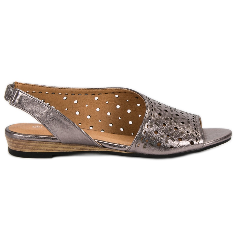 VINCEZA ažur sandale siva