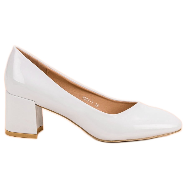 Diamantique Lakirane pumpe na stupu bijela