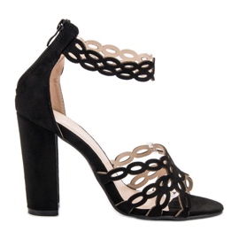 Laura Mode Crne sandale na šanku crno
