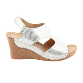 Filippo Srebrne sandale na klin 785 bijela siva