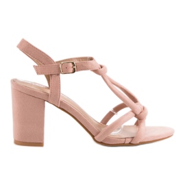 Laura Mode Elegantne sandale na šanku ružičasta