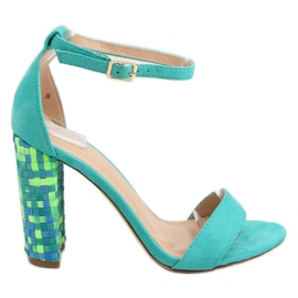 Sandale na petu od metvice 708-24 Plave plava višebojan