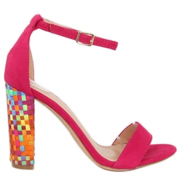 Fuksija sandale s visokim potpeticama 708-24 Fuksija višebojan ružičasta