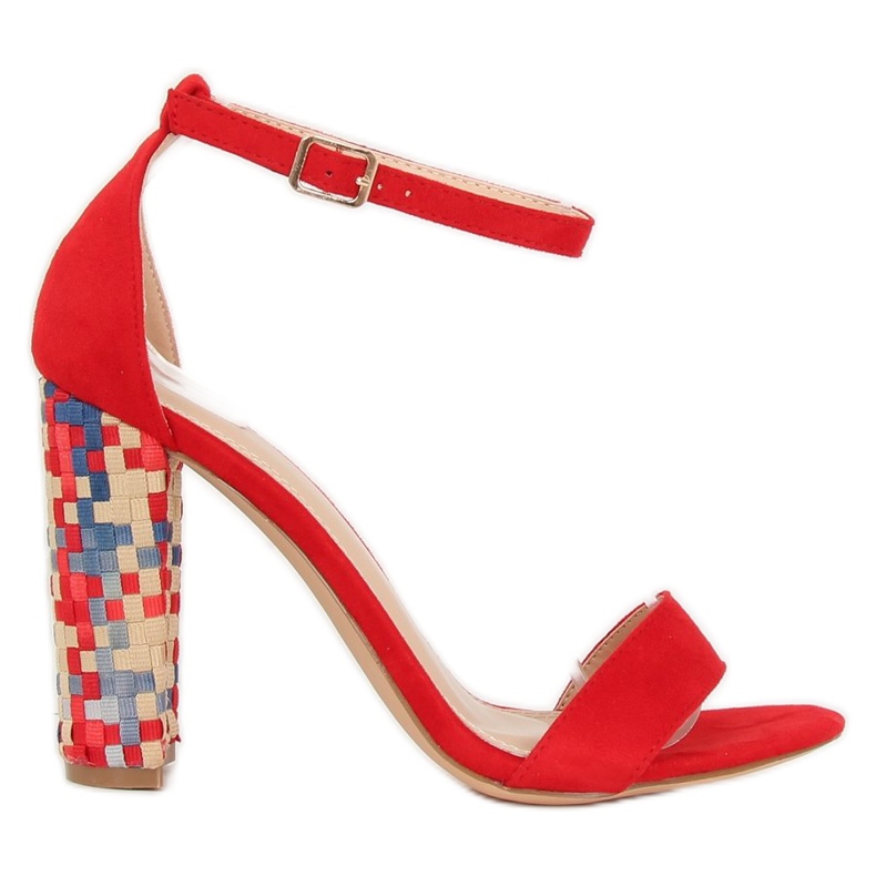 Crvene sandale s visokim potpeticama 708-24 Crvene raznobojna crvena
