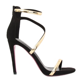 Crne sandale na visoku petu 988-58 Crna