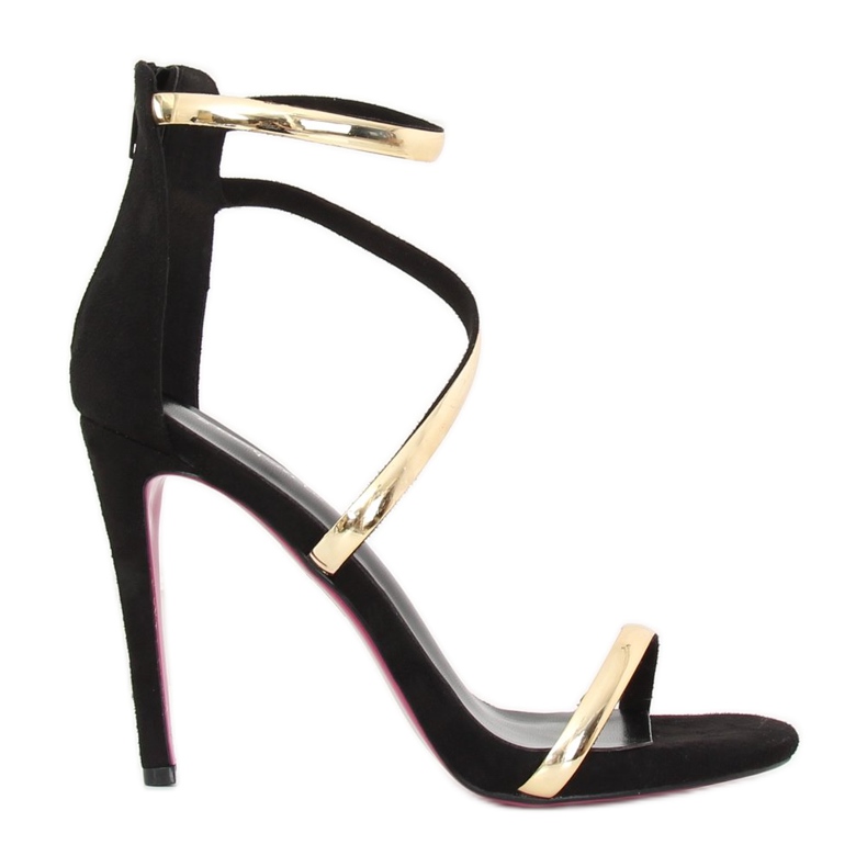 Crne sandale na visoku petu 988-58 Crna crno