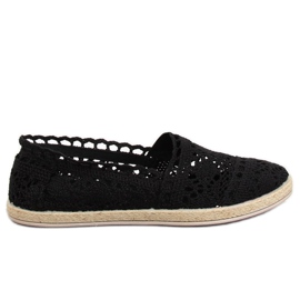 Espadrile od crne čipke JX1020 Crna
