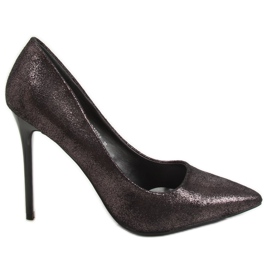 Grafitne ženske štikle s visokim potpeticama AT-0596-L Spear crna višebojan