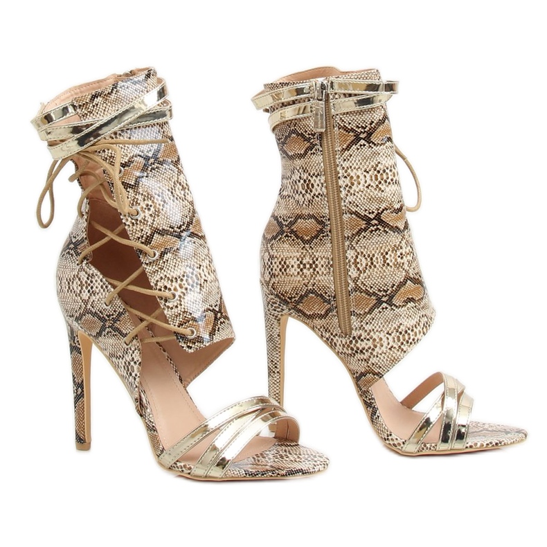 Bež boje zmijske kože JR-041 Gole čizme smeđa raznobojna