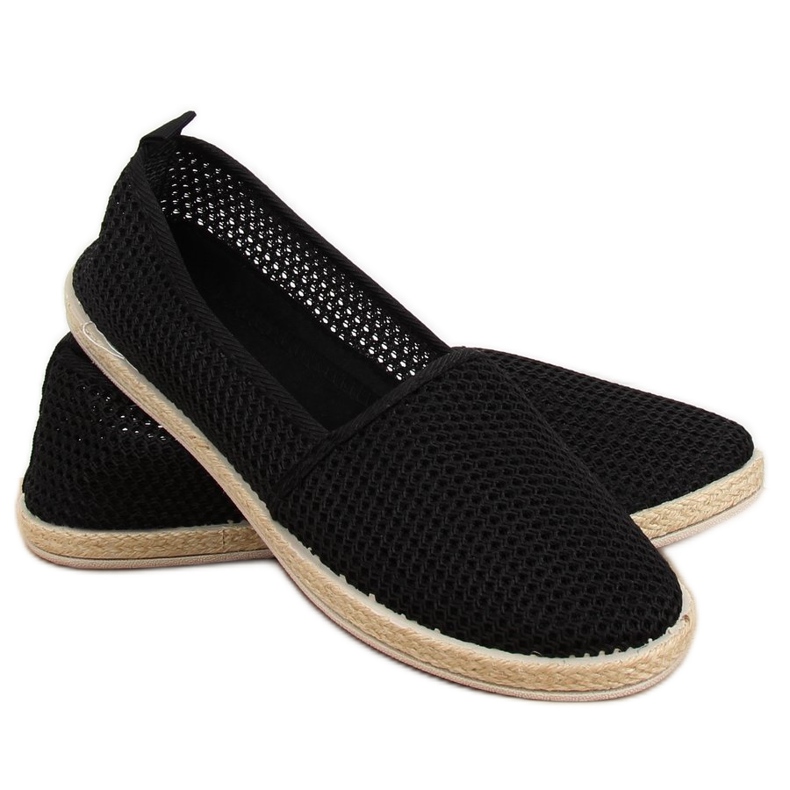 Espadrile s crnom mrežom JX1029 Crna