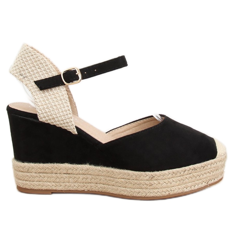 Crne espadrile na klinovima T331P Crna crno
