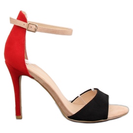 Crne sandale na visoku petu WD100P Black crna crvena