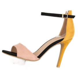 Sandale na visoku petu WD100P Žuta žuta boja višebojan