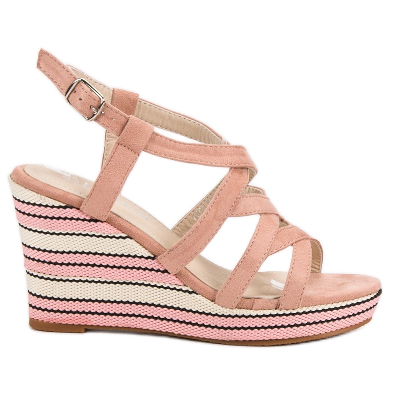 Kerline Modne sandale na klin ružičasta
