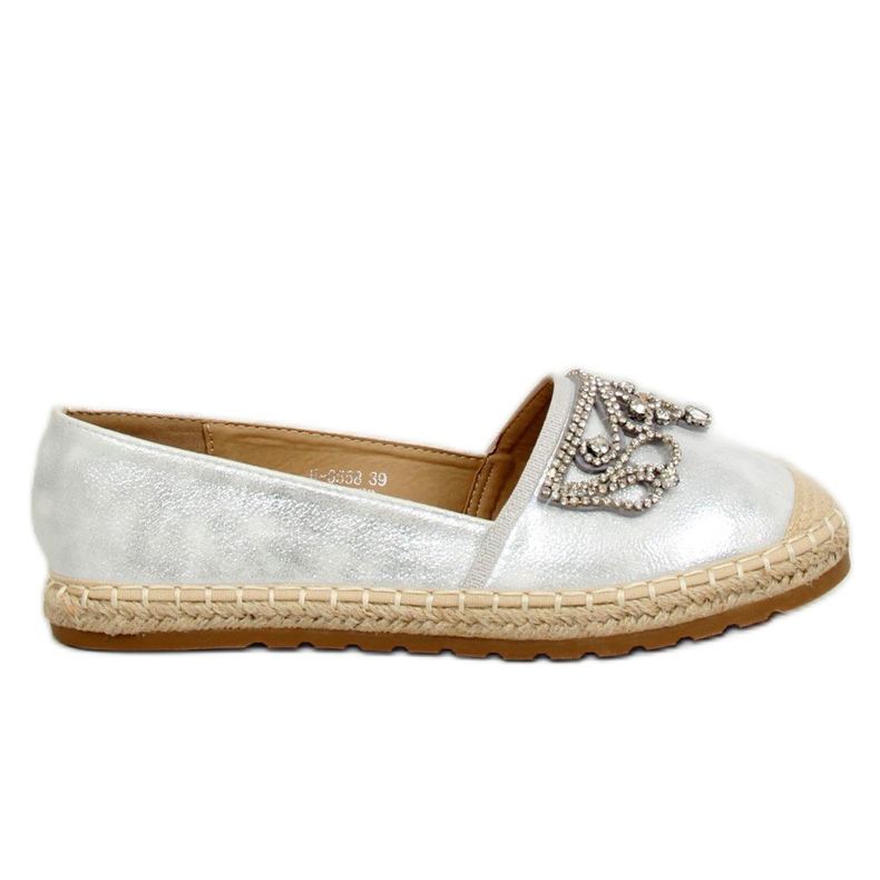 Srebrne espadrile s krunom, H-6558 Srebro siva