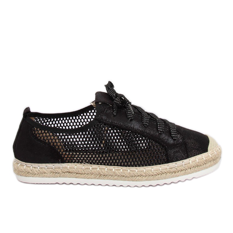 Crne espadrile s vezicama B752S-BL Crne crno