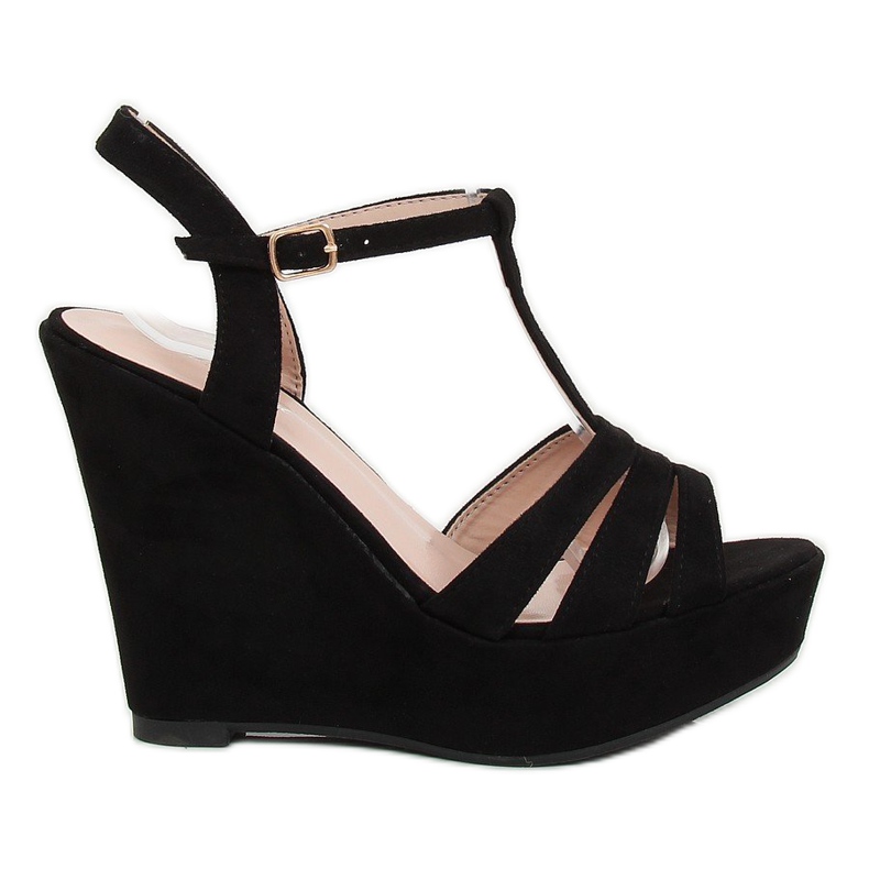Crne sandale na klinastu petu A208 Crna crno