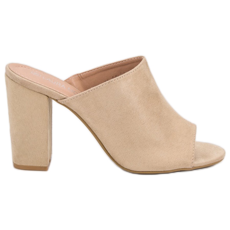 Laura Mode Papuče od antilopa na šanku smeđa