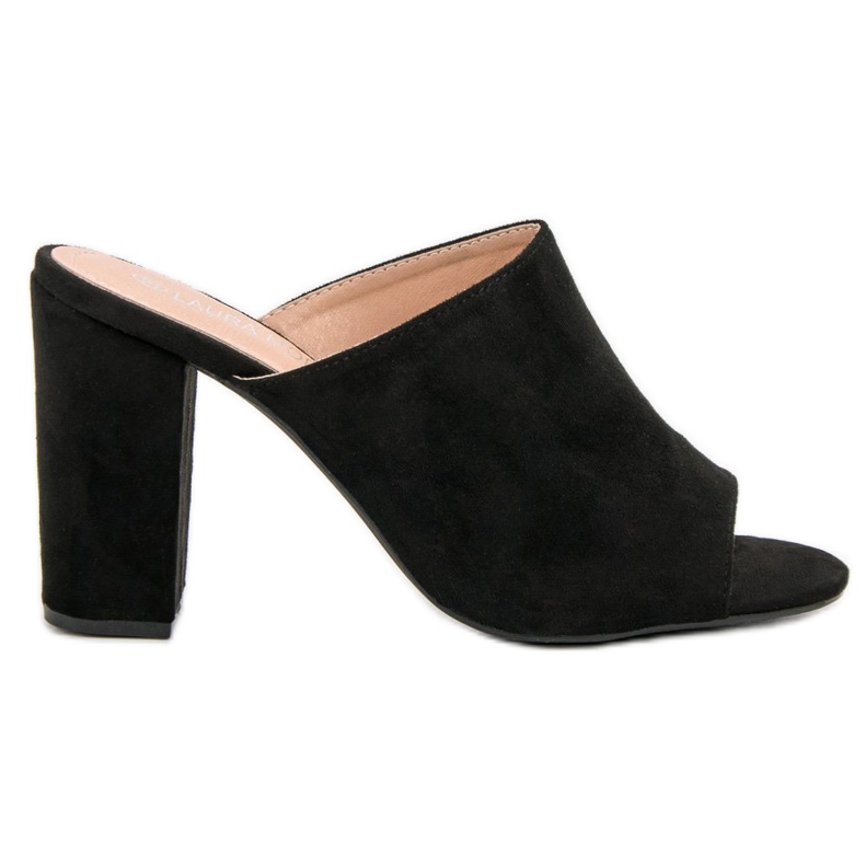 Laura Mode Papuče od antilopa na šanku crno