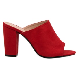 Laura Mode Papuče od antilopa na šanku crvena