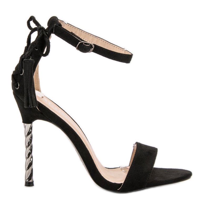 Modne sandale na visoku petu crno