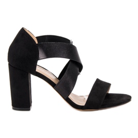 Super Mode Crne sandale na štiklu crna