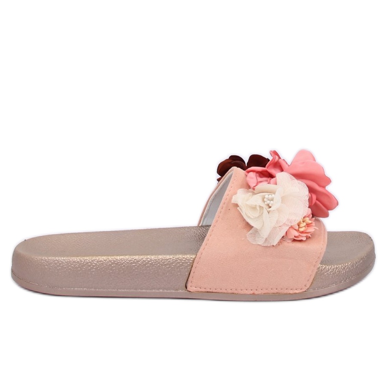 Ružičaste papuče BG19 šampanjca s cvijećem ružičasta