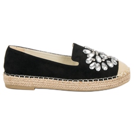 Small Swan Espadrile od antilopa s ukrasima crna