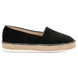 Small Swan Espadrile od crne antilopa crna