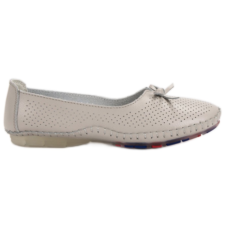 VINCEZA ažurne kožne balerinke siva