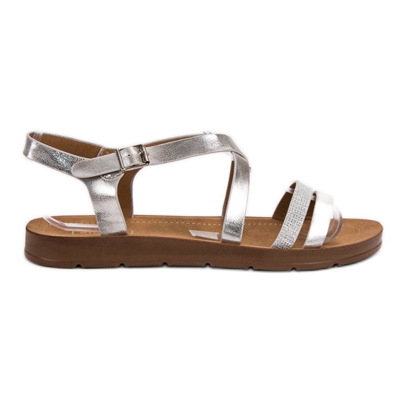 Filippo Srebrne sandale s kristalima siva