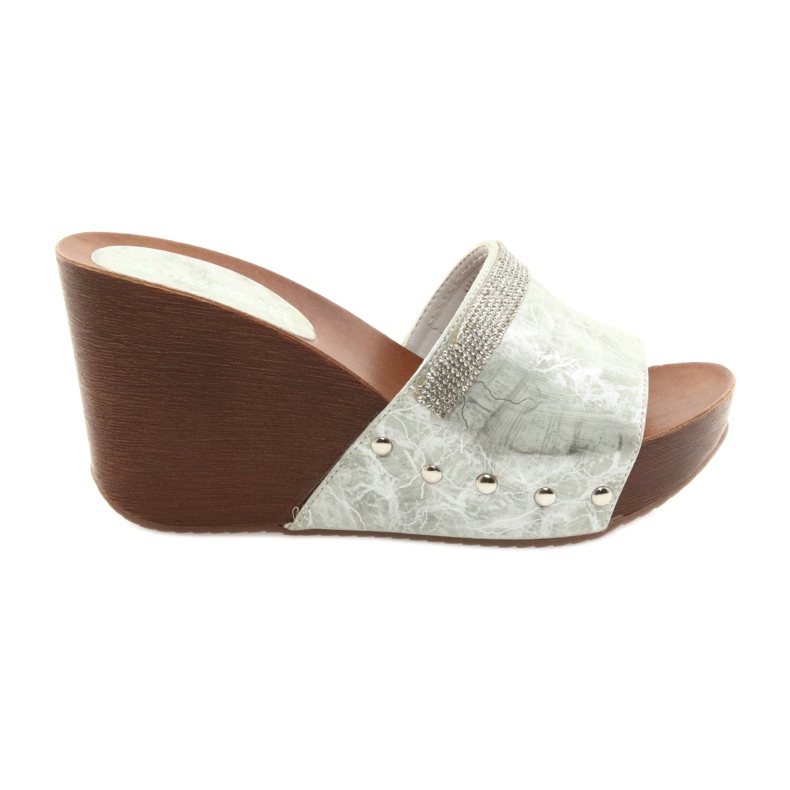 M.Daszyński Daszyński AM43 klin papuče s kubnim cirkonijem siva