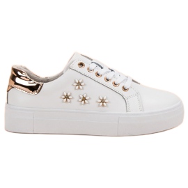 Filippo Kožne sportske cipele s cvijećem bijela