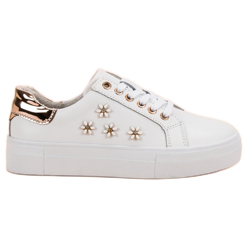 Filippo Kožne sportske cipele s cvijećem bijela