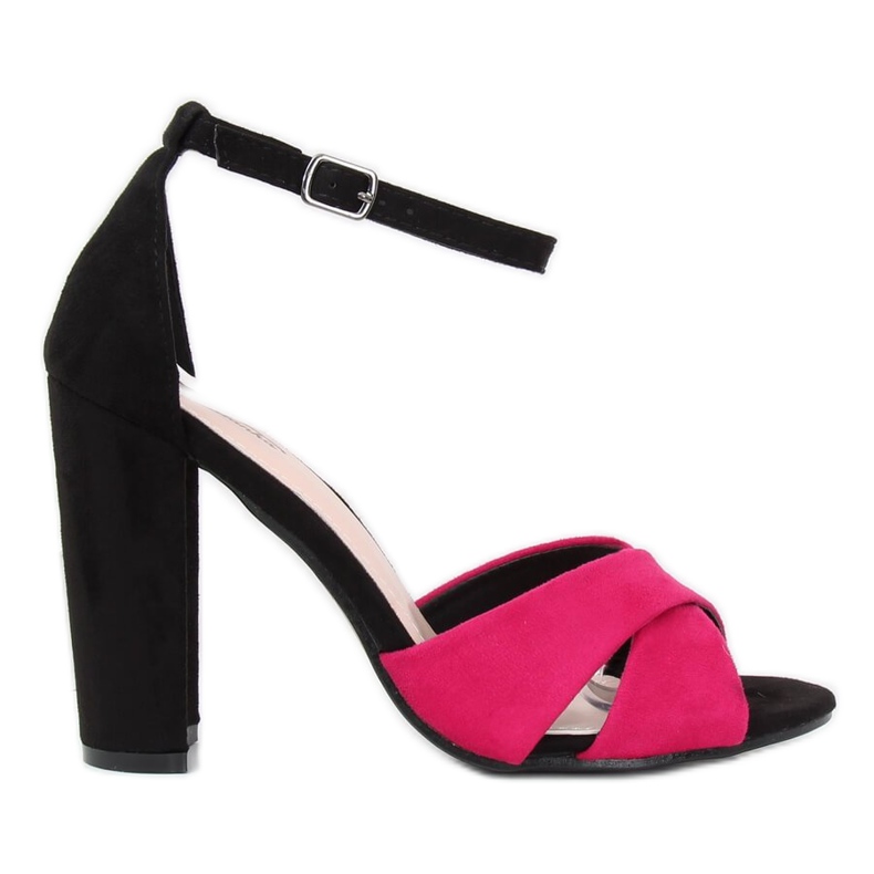 Crne sandale na stupu 369-34 Fuchsia crno ružičasta